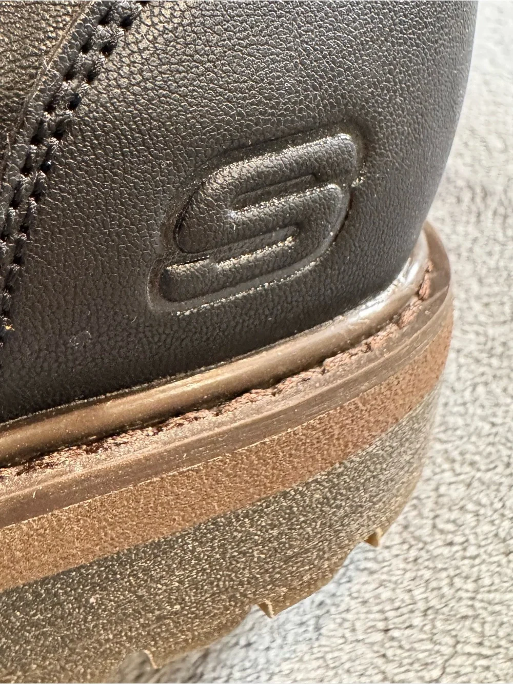 Skechers Alley Cat Black Leather Lace-Up Boots with Brown Lug Sole